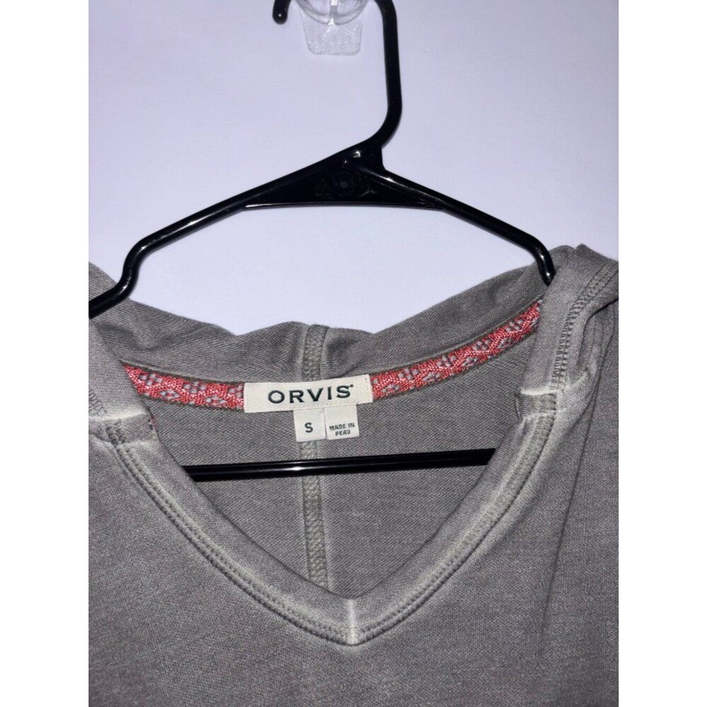Orvis Gray V-Neck Hooded shirt Pullover Hoodie Small - Picture 6 of 10